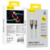 Blavec Neón svietiaci kábel USB-A na USB-C, QC 3.0, 60W, 3A, 1 m, RGB