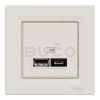 Schneider Electric Asfora 2x USB nabíjací konektor, typ A+C, krémová