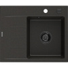 Mexen Ben Granitový drez s 1 komorou a odkvapkávačom, pravý 600 x 500 mm, čierny/zlatý metalik s čiernym sifónom