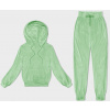 Svetlozelená dámska velúrová súprava s kapucňou (8C1175-127) odstíny zelené L (40)