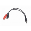 Kabel CABLEXPERT rozdvojka jack 3,5mm (4 pólový) na 2x3,5mm M/F, 20cm, černý