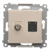 Kontakt Simon Zásuvka 1xRJ45 cat.6e + 1xTV F konektor Simon54 PREMIUM/NATURE béžová DASFRJ45.01/41