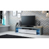 Cama Meble Tv stolík SOLO GREY sivý mat/biely vysoký lesk/sivý mat drevo 200 cm x 45 cm x 35 cm