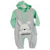 Dojčensky overal - PAJACYK ROSA Baby 62 biela, mäta, striebro (PAJACYK Baby 62 Rampers s kapucňou)