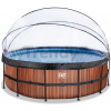 Bazén s krytom a pieskovou filtráciou Wood pool Exit Toys kruhový oceľová konštrukcia 450*122 cm hnedý od 6 rokov