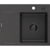 Mexen Ben granitový drez 1-komorový s odkvapkávačom, pravý 600 x 500 mm, čierny s bodkami, čierny sifón