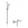Hansgrohe Croma Select S - Sprchová súprava Vario s termostatom Ecostat Comfort a sprchovou tyčou 90 cm, biela/chróm 27014400