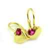 eZlatnictvo.sk Zlaté detské náušnice-žlté zlato v tvare srdiečka červený zirkón