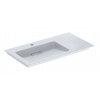 Geberit ONE Umývadlo nábytkové, 90x48x13 cm, skrytý prepad, s otvorom na batériu, vodorovný odtok, KeraTect, biela 505.007.00.1