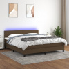 vidaXL Posteľ boxsping s matracom a LED tmavohnedá 160x200 cm látka - Hnedá - 117622-64317
