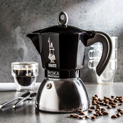 BIALETTI New Moka Induction pre 6 šálky espressa (6 tz) čierna - hliníkový tlakový kávovar