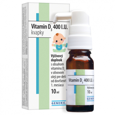 Generica Vitamin D3 400 I.U. kvapky 10 ml