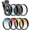 Objektív pre mobilný telefón Apexel 52mm Filter Kit - Grad Red/Blue/Yellow/Orange/ND32/Star Filter/CPL (APL-52UV-7G)