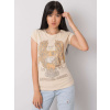Béžové dámske tričko s kamienkami EM-TS-ES-21-533.16-beige S