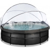 Bazén s krytom a pieskovou filtráciou Black Leather pool Exit Toys kruhový oceľová konštrukcia 450*122 cm čierny od 6 rokov