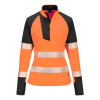 PORTWEST HIVIS PW3 T173 / Dámska reflexná mikina s 1/4 zipsom - HV oranžová/čierna XXXL