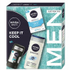 Nivea Men Balm Cooling Balzam po holení Sensitive Cool 100 ml, Tuhý AP 50 ml, Sprchový gél 250 ml Darčekové balenie