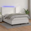 Box spring postel s matrací a LED bílá 140x190 cm umělá kůže Bílá 3139260