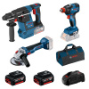 BOSCH Kombinovaná súprava Kombinovaná súprava: akumulátorové vŕtacie kladivo GBH 18V-26 + akumulátorový rázový skrutkovač/uťahovač GDX 18V-200 + akumulátorová uhlová brúska GWS 18V-10 + 2 akumulátory