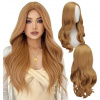 Dámska dlhá syntetická tmavá blond vlasová parochňa Hopki (DÁMSKA Parochňa DLHÉ TMAVÉ BLOND VLNY UMELÉ SYNTETICKÉ VLASY 62 cm)