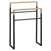 Kupelňový set doplnkov - Držiak na uterák 55x80x20 cm matná čierna / dub (Kupelňový set doplnkov - Držiak na uterák 55x80x20 cm matná čierna / dub)