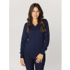 Dámsky tmavomodrý sveter s výstrihom do V 17586