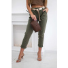 Fashionweek Dámske nohavice s opaskom CARGO K6773-1 Farba: Khaki, Veľkosť: Universal