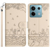Peňaženkové kožené puzdro Cat Embossing na Xiaomi Redmi Note 13 Pro - Béžová