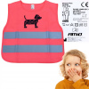 Výstražná reflexná detská vesta ružová s motívom psíka AMIO-03990