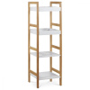 Autronic Regál, 4 police, masívny bambus, prírodný odtieň, MDF, biely matný lak, nosnosť 12 kg - DR-013-4 AKCIA