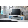 Cama Meble Tv stolík SOLO WHITE biely mat/sivý vysoký lesk/biely mat drevo 200 cm x 45 cm x 35 cm