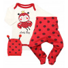 Detský komplet - Baby Set Swekbrabowe.pl 68 biela, čierna, červená 3 ks. (Layette 3-El. Polovica -krapová čiapka 68 Ladybug)