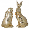 Zajac polyresin zlatý s kamienkami 14,5x10x29,5 cm 45747