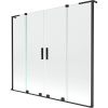 Mexen Velar L Duo, 2-krídlová posuvná vaňová zástena 170 x 150 cm, 8mm číre sklo, čierna matná, 896-170-003-02-70