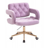 LuxuryForm DESIGN Kozmetické kreslo ADRIA VELUR na zlatej podstave s kolieskami - levanduľa