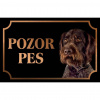 Nemecký drôtosrstý stavač - Kovová tabuľka POZOR PES