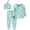 CARTERS CARTER'S Set 3dielny polodupačky, tričko dl. rukáv zavinovacie, čiapka Blue Clouds neutrál LBB PRE,