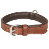 Flamingo Collar Arizona Brown - kožený obojok pre psa s podšívkou, pravá koža, hnedý - S