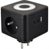 Viking síťový adaptér Y23L, 2x 230 V, 1x USB-A, 2x USB-C, dotykové světlo, černá VY23LB