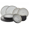 Hit Jídelní sada talířů 18 ks Kos černá/šedá HT-24327298