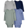 CARTER'S Body dlhý rukáv Blue/Green/Gray chlapec 4ks 9m/ veľ. 74