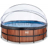 Bazén s krytom a pieskovou filtráciou Wood pool Exit Toys kruhový oceľová konštrukcia 488*122 cm hnedý od 6 rokov