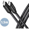 Axagon BUCM3-CM15AB USB-C USB-C, USB 3.2 Gen 1, PD 60W 3A, ALU, 1,5m, černý