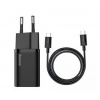 Baseus TZCCSUP-L01 Super Si Quick Nabíjačka USB-C 25W + Dátový Kábel Type-C to Type-C 1m Black