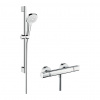 Hansgrohe Croma Select E - Sprchová súprava Vario s termostatom Ecostat Comfort a sprchovou tyčou 65 cm, biela/chróm 27081400