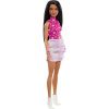 Mattel Barbie - Ružový top s potlačou hviezd, čierne rovné vlasy (HRH13)