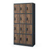 Nábytek PEGAS Kovová šatní skříňka BHP MARCIN, 900 x 1850 x 400 mm, Eco Design: antracitová/ořech