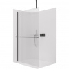 CERANO - Sprchová zástena Walk-in Onyx Top Cube Ľ/P - 8 mm - hranatá vzpera + polička/držiak na uteráky - čierna matná, ryhované sklo - 110x200 cm