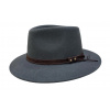 Fiebig - Headwear since 1903 Cestovná nepremokavá vlna klobúk od Fiebiga - sivá s hnedou koženou stuhou - široká Veľkosť: 55 cm (S)