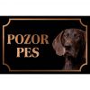 Nemecký krátkosrstý stavač - Kovová tabuľka POZOR PES